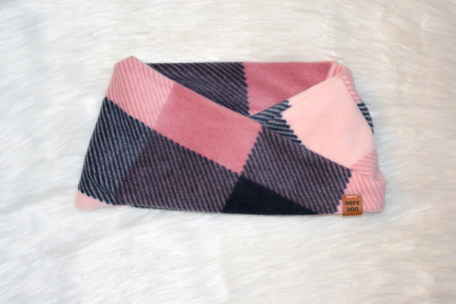 Scarlet Gaia Smitten dog scarf featuring a stylish and cozy pet accessory for dogs, shown in a close-up image.