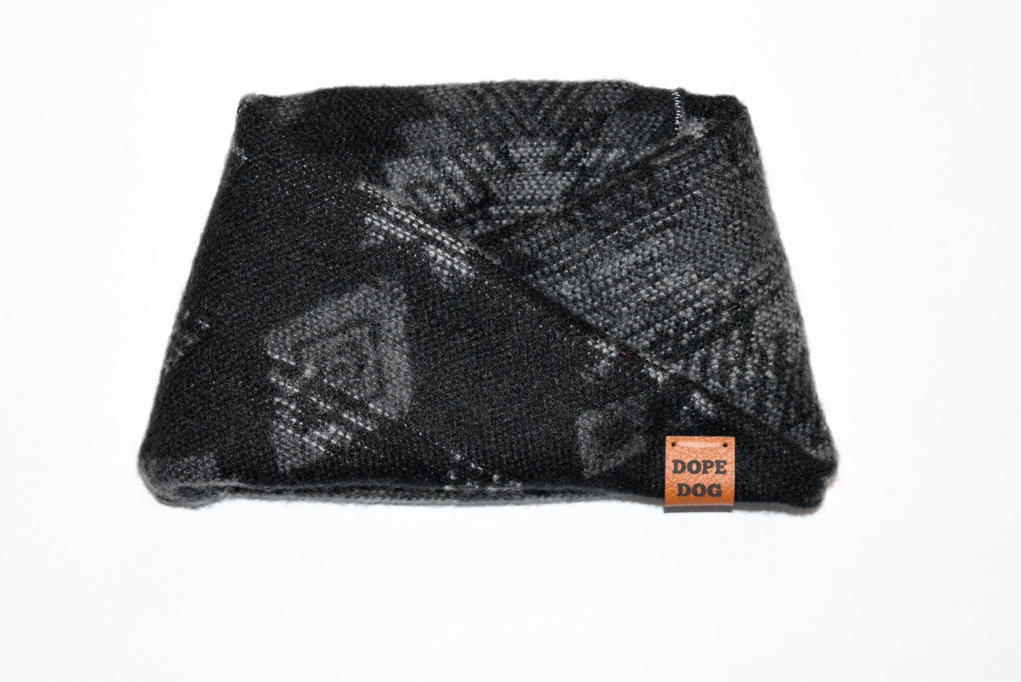 Scarlet Gaia Acadia dog scarf featuring stylish, cozy pet accessories for small dogs, with colorful patterns and soft fabric.
