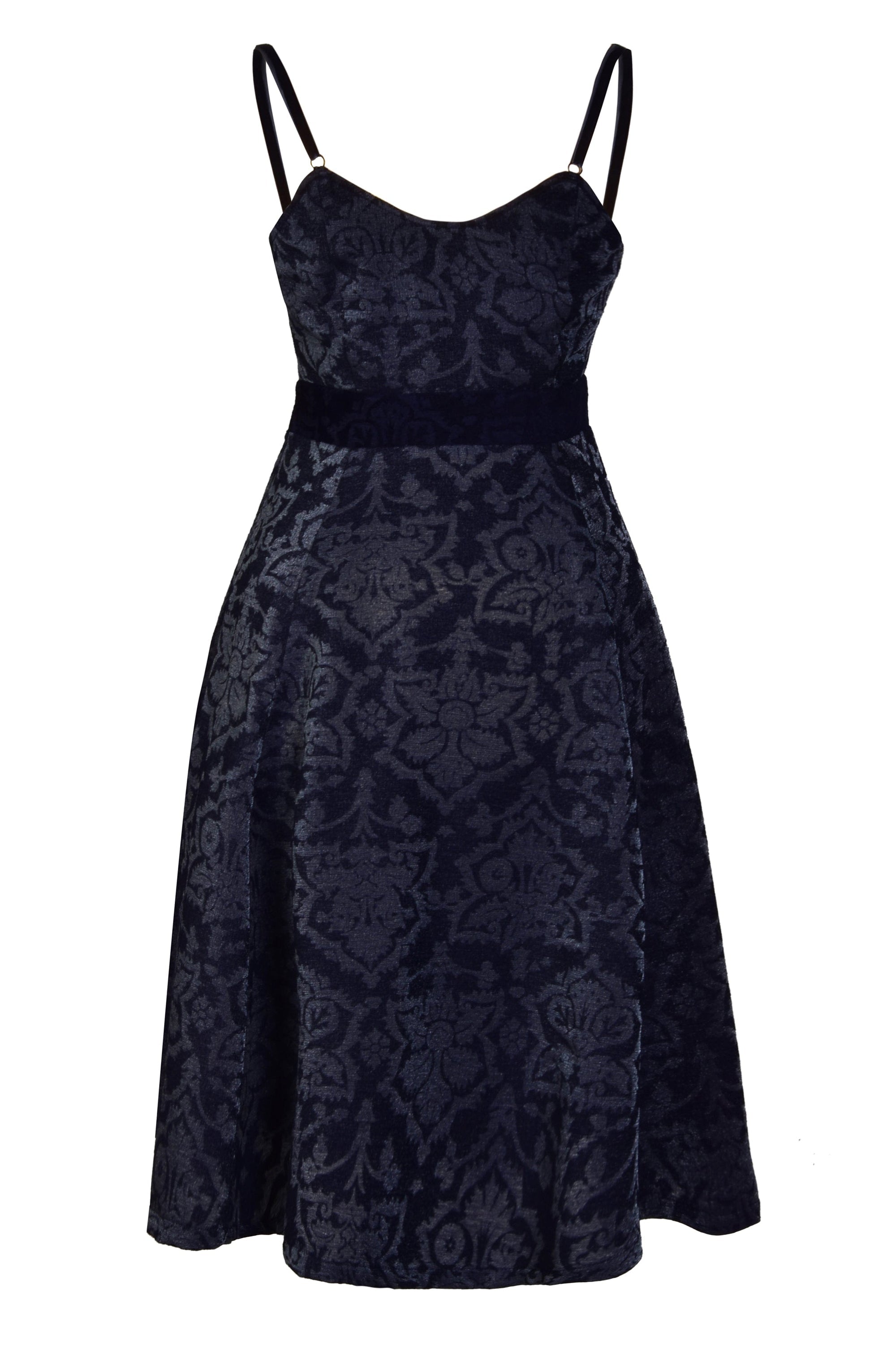 Blush Athena Jacquard Skater Dress with fitted bodice and flared skirt, stylish and elegant for various occasions.