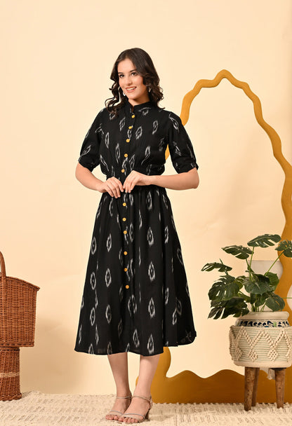 Black Diamond elasticated midi dress by Periwinkle Tiger, women&
