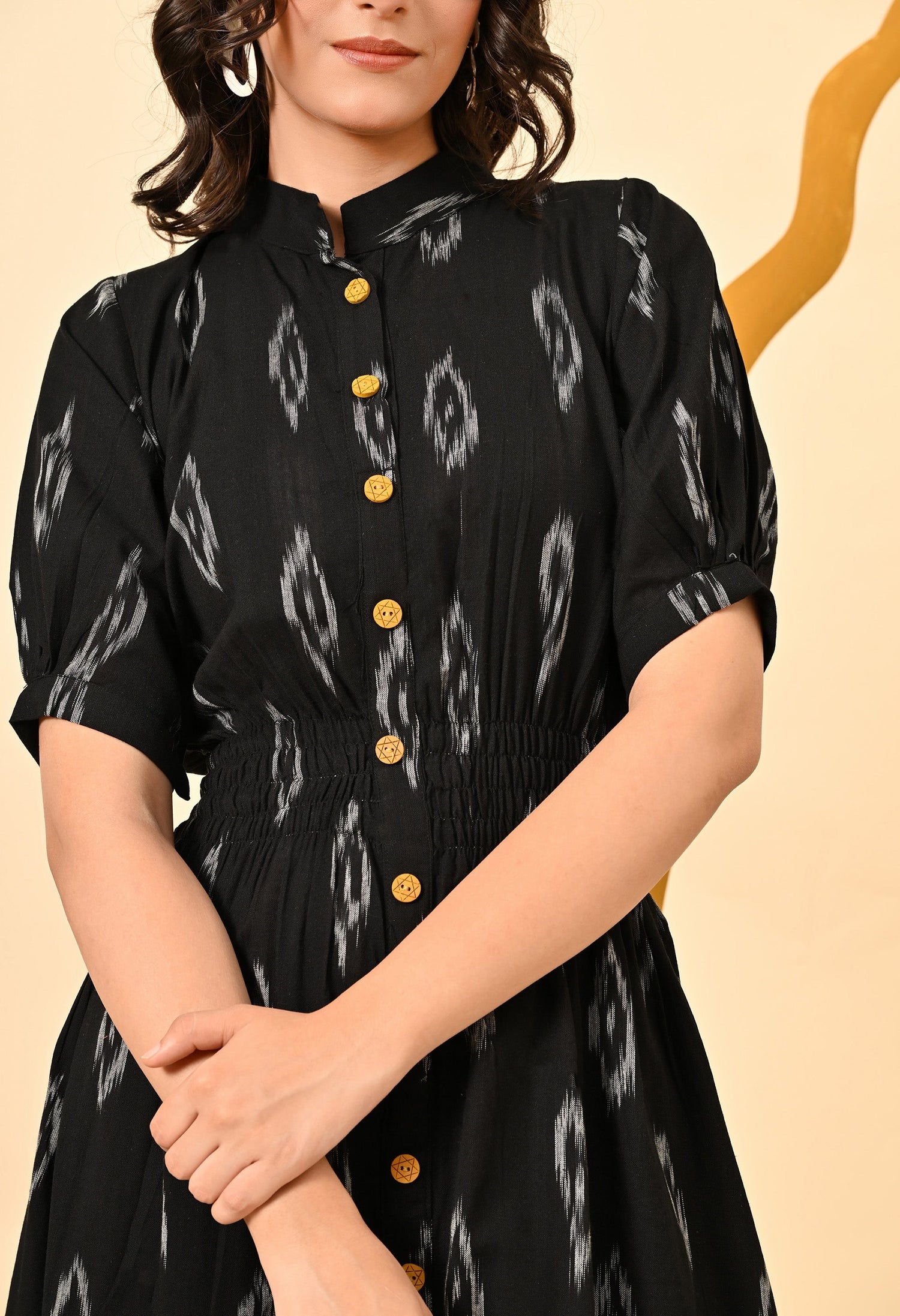 Black Diamond Elasticated Midi Dress by Periwinkle Tiger, women&