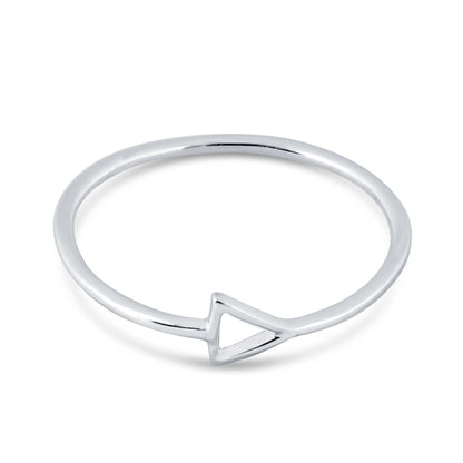 Dainty cyan Ismene triangle ring with a minimalist geometric design, crafted in polished metal for elegant everyday wear.