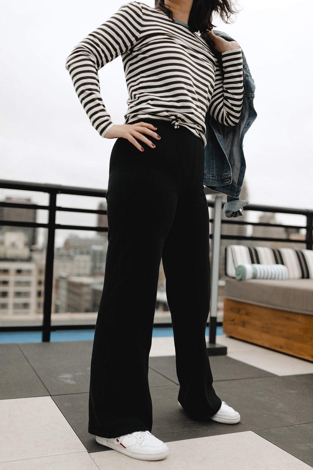 Wide leg alpaca cotton pants by Silver Chrysanthemum featuring a relaxed fit and soft, textured fabric in natural tones.