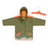 Kids dinosaur raincoat from Magenta Ash with a free hanger, colorful and waterproof, designed for babies and children.