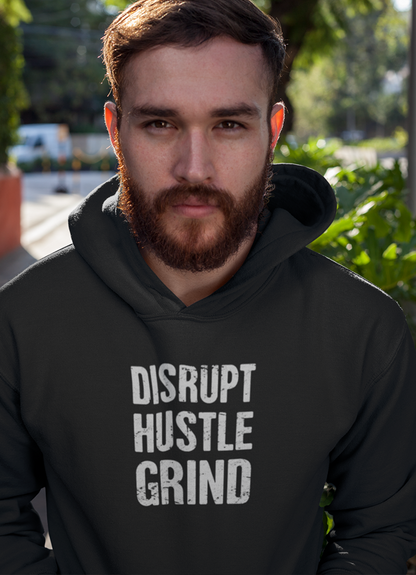 Scorpius Disrupt Hrind hoodie, a stylish black sweater with a modern design, featuring the Disrupt Hrind logo on the front.
