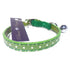 Green polka dot cat collar by Salmon Oscar featuring a playful design and adjustable strap for a comfortable fit.