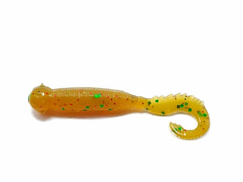 Aquamarine Misty Drago Boost 2-inch fishing lure, close-up of the blue and silver bait with detailed texture and reflective finish.