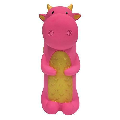 Pink Dragon Cruncher pet toy from Fuchsia Oscar, 8 to 8.5 inches, featuring a textured dragon design for dogs or cats.