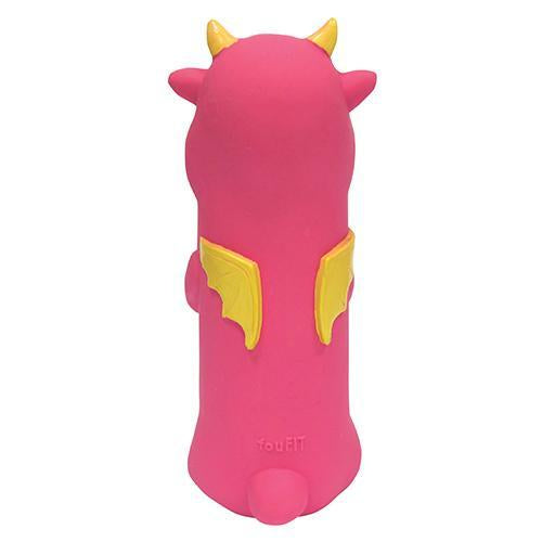 Pink Dragon Cruncher pet toy from Fuchsia Oscar, 8-8.5 inches, featuring textured material and a playful dragon design for pets.