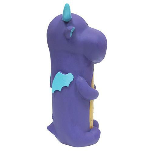 Purple Fuchsia Oscar Dragon Cruncher pet toy, 8-8.5 inches, with textured surface and dragon design for dogs or cats.