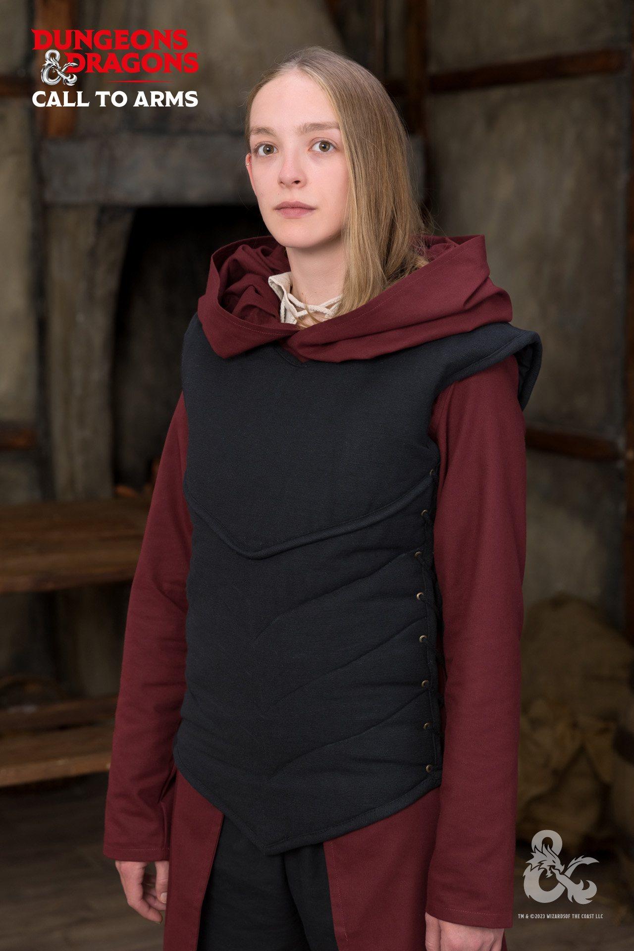 Black Dungeons &amp; Dragons Paladin vest from Azure Briseis, featuring fantasy-inspired armor details, suitable for festivals and parties.