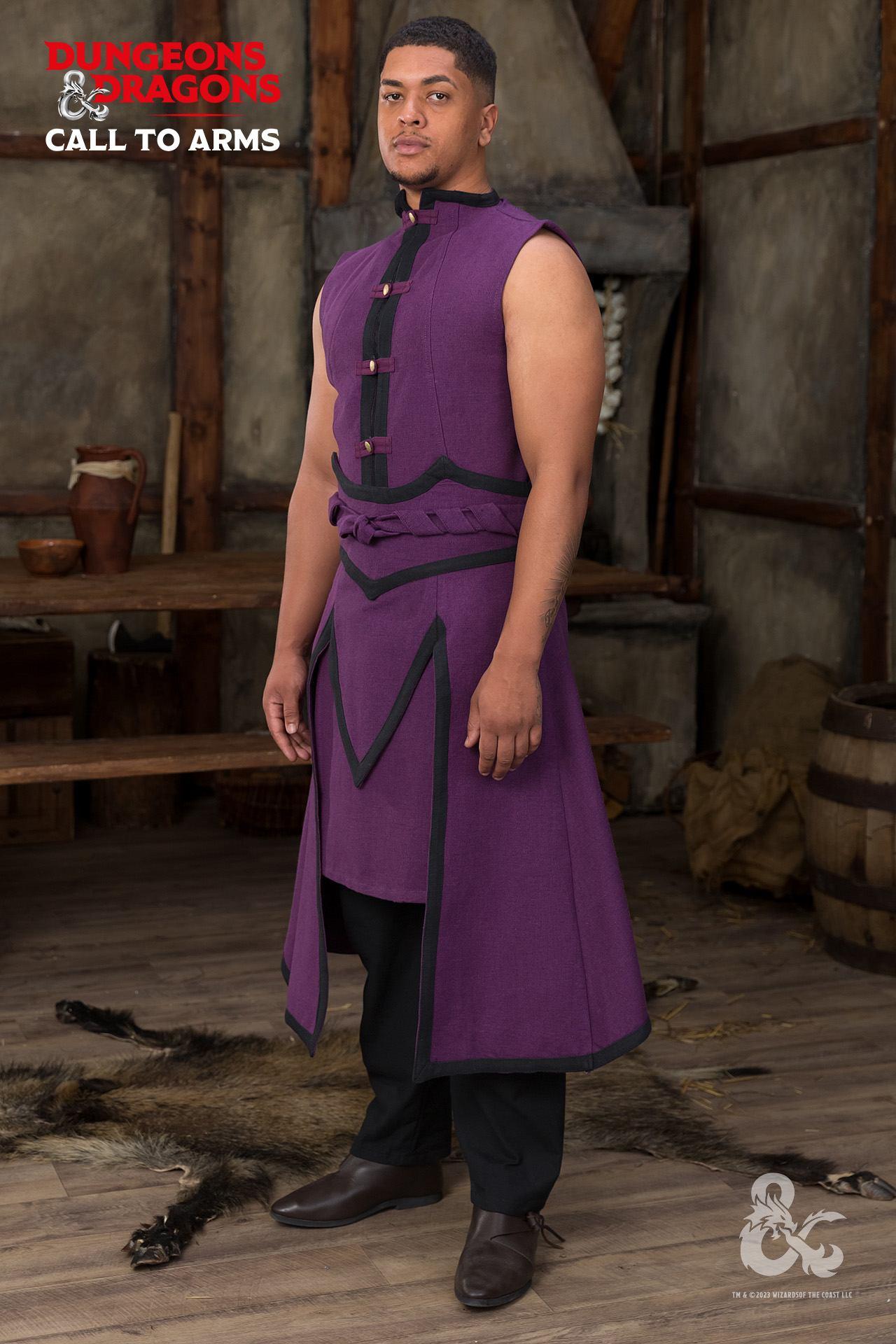 Dungeons &amp; Dragons Sorcerer Battle Skirt in purple and black, featuring detailed fantasy-inspired design for festivals and costume events.