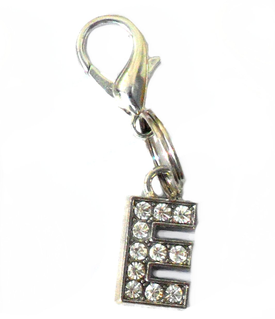 Salmon Oscar A-Z crystal letter pet charm attached to a leash or collar, featuring sparkling crystal embellishments for pets.