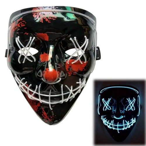 White Eucalyptus LED purge mask for pets, glow-in-the-dark Halloween costume with DJ party light-up design