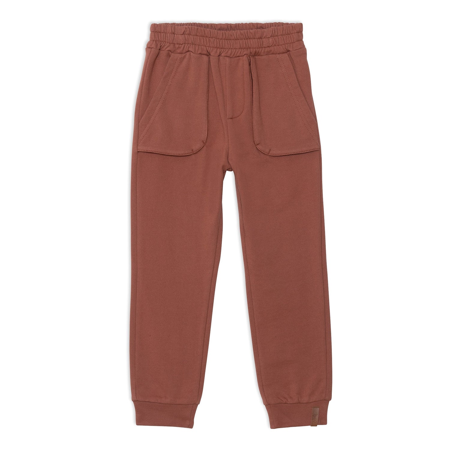 Kids fleece sweatpants in mocha brown by Chocolate Styx, featuring soft, cozy fabric and elastic waistband for comfortable wear.