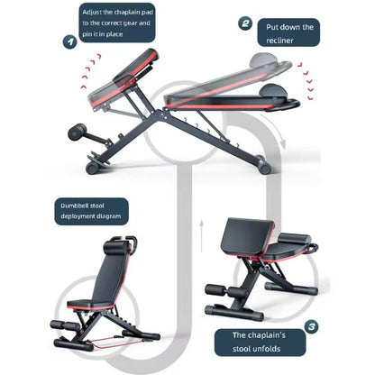 Adjustable Roman chair for home gym from Puce Orpheus, featuring a sturdy frame and padded seat for back and core workouts.