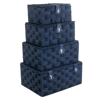 Twisted blue paper storage basket by White Chronos, ideal for home decor and organization, with a unique woven design.