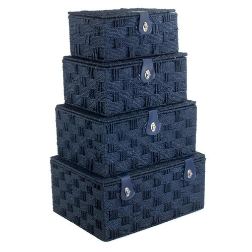 Twisted blue paper storage basket by White Chronos, designed for home decor and organization, with a woven, textured appearance.