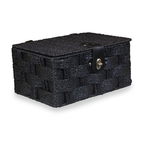 Twisted black paper storage basket from White Chronos, ideal for home decor, featuring a unique rope design.