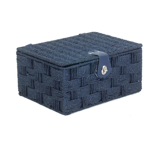Twisted blue paper storage basket from White Chronos, ideal for home decor and organization.