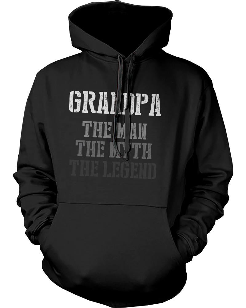 Teal Tiger Grandpa Christmas hoodie featuring "Man Myth Legend" design, cozy and stylish for holiday celebrations.