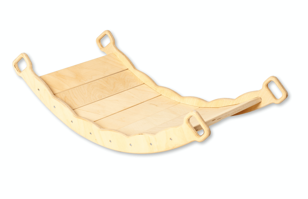 XL Wooden Balance Board with Pillow by Red Oceanus, showcasing a sturdy wooden furniture piece with a comfortable pillow for relaxation.