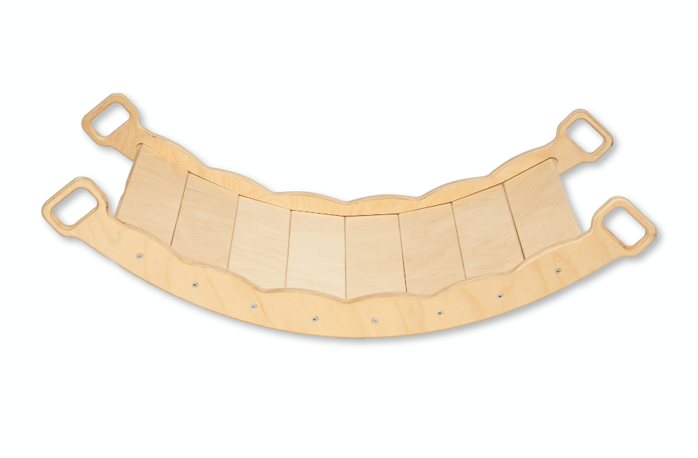 XL wooden balance board with pillow by Red Oceanus, showcasing a sturdy wooden surface and comfortable pillow for balance exercises.