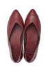 Maroon leather pointed toe flats for women by Gold Ares, showcasing sleek design and elegant style.