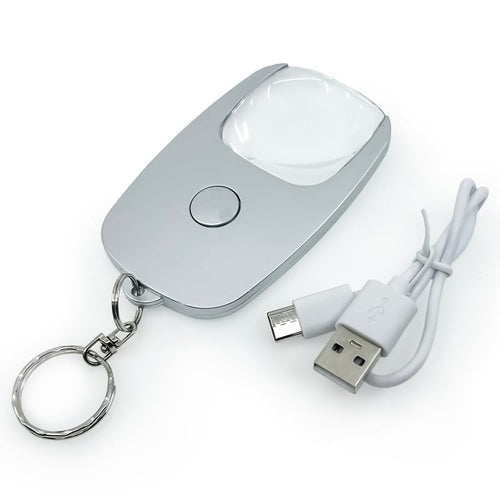 Byzantium Eleusis Pocket Zoom™ Recharge mini magnifier with LED light, compact lighting device for close-up viewing.