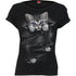 Black Jasper Bright Eyes boatneck cap sleeve top in black, shown on a mannequin with a close-up of the neckline and sleeve details.