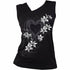Black Jasper PURE OF HEART gathered shoulder slant vest in black, featuring a stylish design with a gathered shoulder detail.