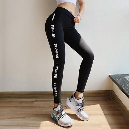 Pink EP Pink Hip Up fitness pants for women by Jade, 4-way stretchy sport tights, showing the high-waist design and snug fit.