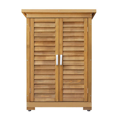 Ozdingo Gardeon portable wooden garden storage cabinet with doors and shelves, ideal for outdoor organization in home and garden spaces.