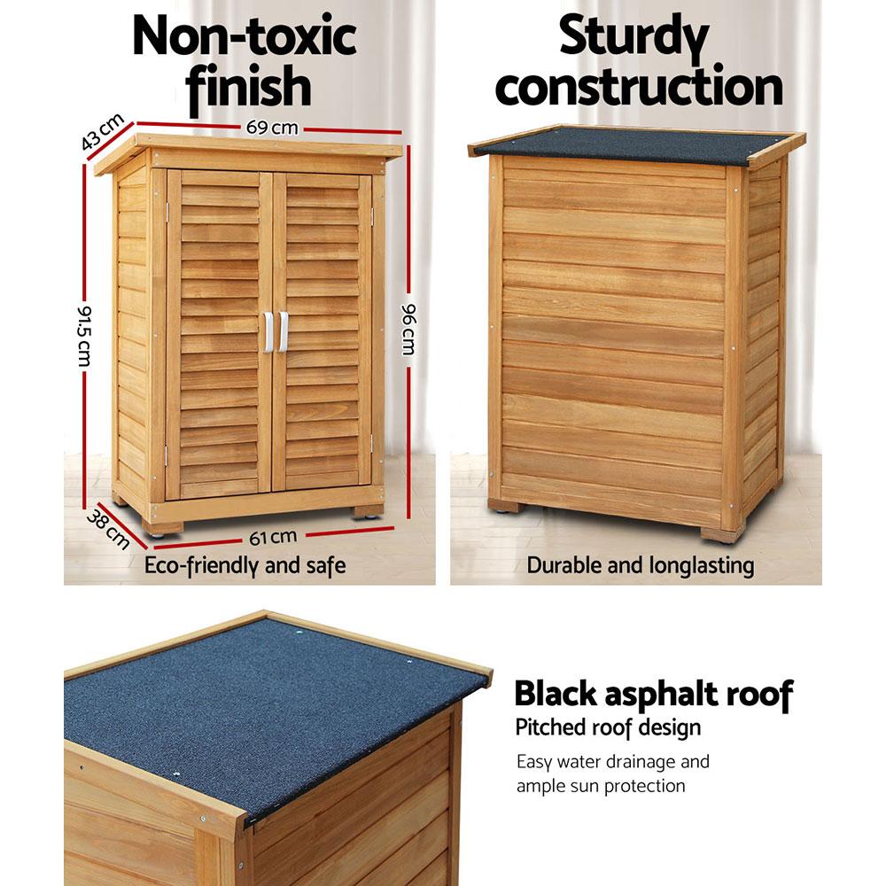 Ozdingo Gardeon portable wooden garden storage cabinet with shelves and doors, suitable for outdoor home and garden organization.