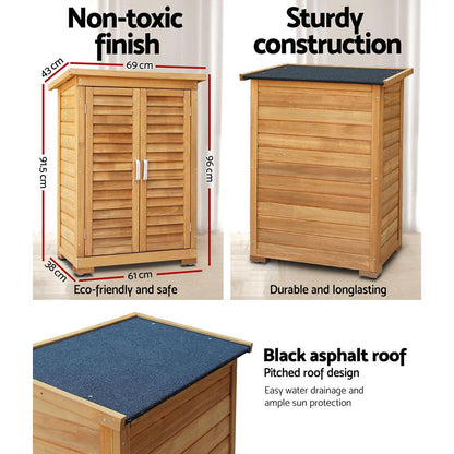 Ozdingo Gardeon portable wooden garden storage cabinet with shelves and doors, suitable for outdoor home and garden organization.