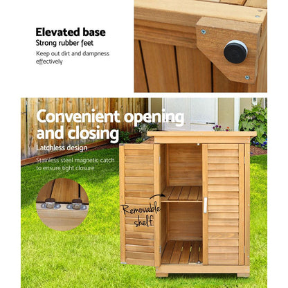 Ozdingo Gardeon portable wooden garden storage cabinet with double doors and sturdy design, ideal for outdoor garden organization