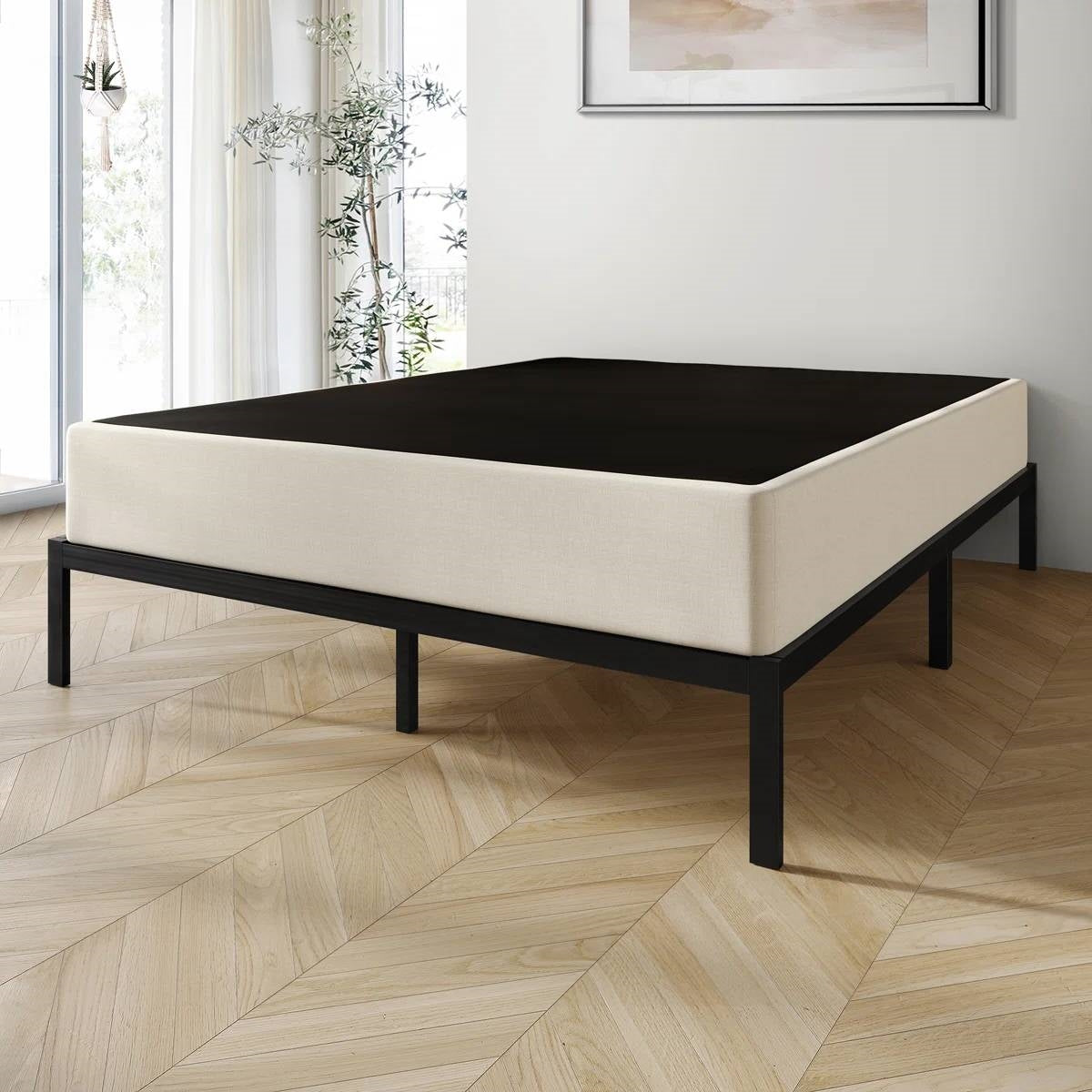 Full size 7.8-inch Metal Frame Box-Spring Foundation for Mattress with Cover