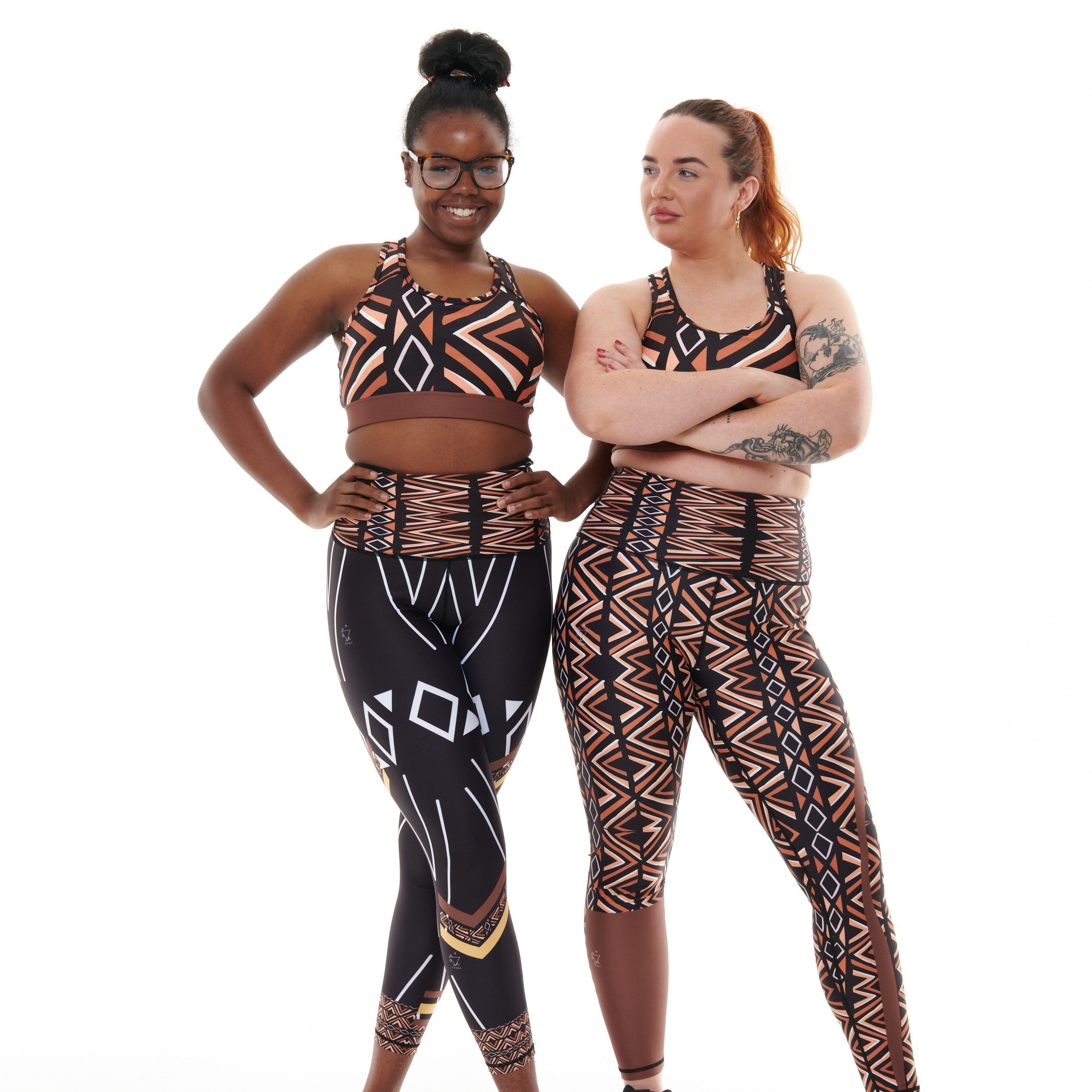 White Oliver Ibeekay Vibrant Activewear Leggings with colorful, bold patterns on a model showcasing flexible, stylish workout wear.