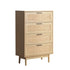 Ultramarine Dione Artiss 4-drawer rattan tallboy cabinet for bedroom storage, featuring a chic rattan design and modern wooden finish.