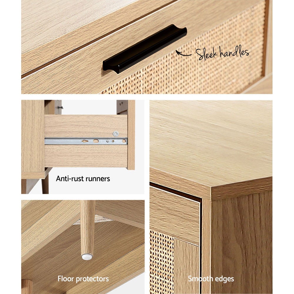 Ultramarine Dione Artiss 6-drawer rattan tallboy cabinet for bedroom storage, featuring a modern design and spacious drawers.