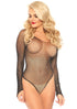 Black rhinestone snap crotch bodysuit by Viridian Leto, stylish one-size accessory with sparkling rhinestone details.