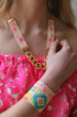 Yellow Athena Flamingo Bracelet featuring a colorful flamingo charm, stylish jewelry piece for casual or elegant wear.