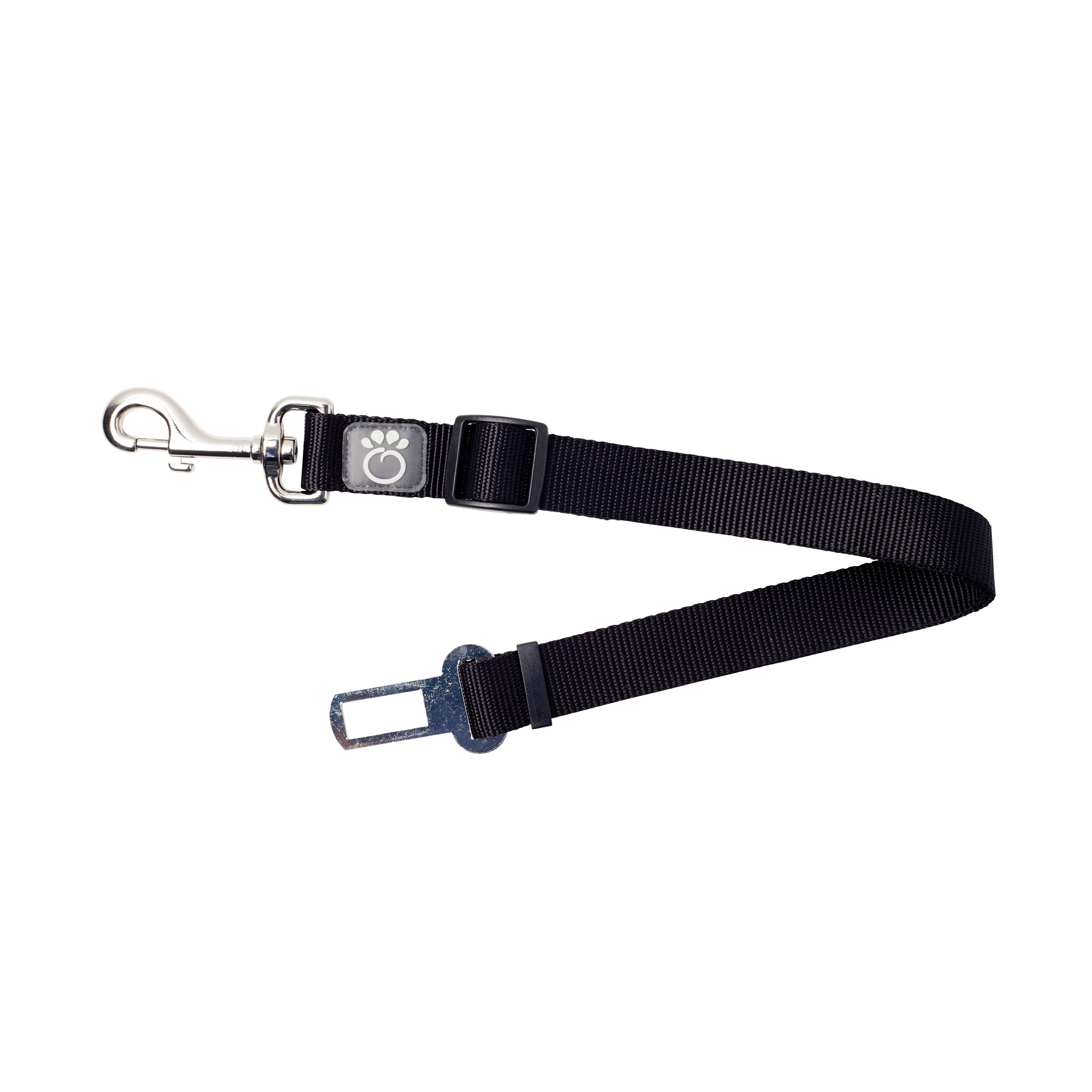 Black pet seat belt tether by Beige Antigone, adjustable leash for secure car travel with small to medium pets.