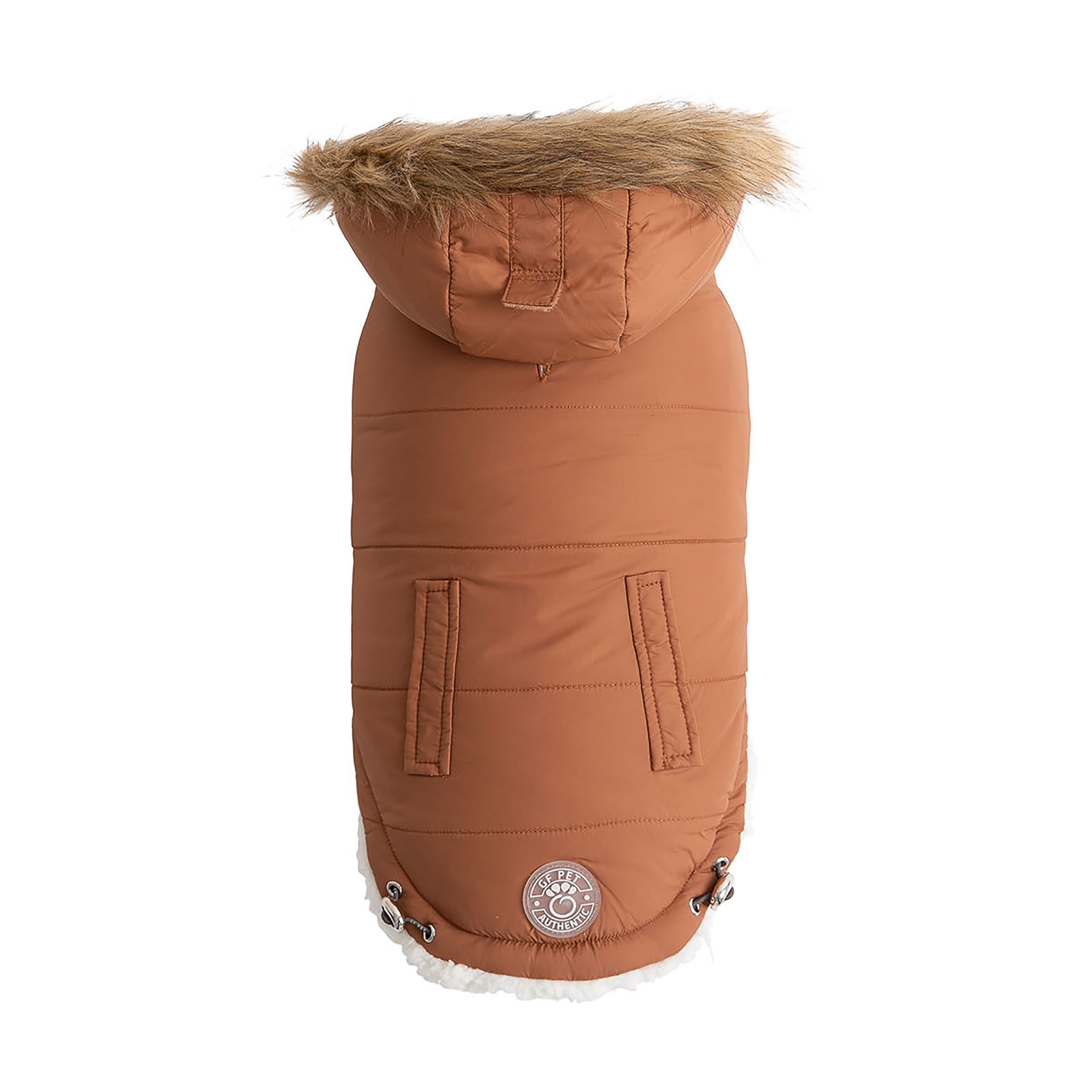 Beige Antigone urban caramel parka for dogs, stylish petwear with a cozy, functional design for outdoor walks.