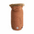 Beige Antigone Urban Parka in caramel, stylish pet coat with hood and adjustable fit, suitable for outdoor walks with dogs.