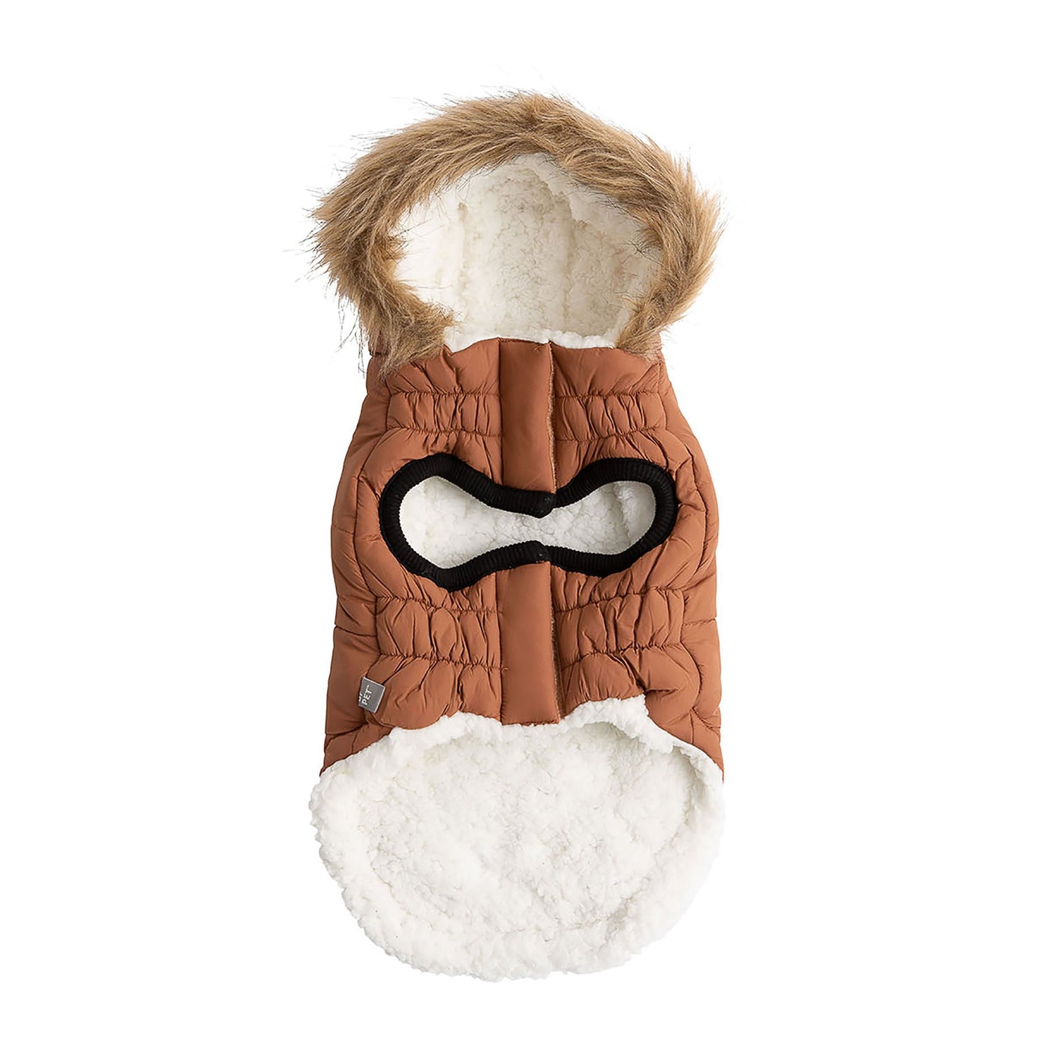 Beige Antigone Urban Parka in caramel color, stylish petwear for outdoor warmth and comfort.