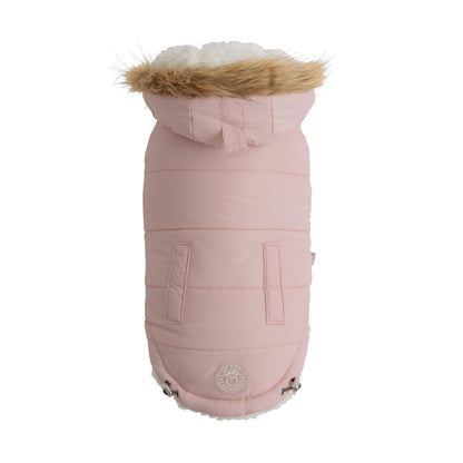 Pink Urban Parka by Beige Antigone for pets, featuring a stylish and warm outerwear design with a cozy fit.