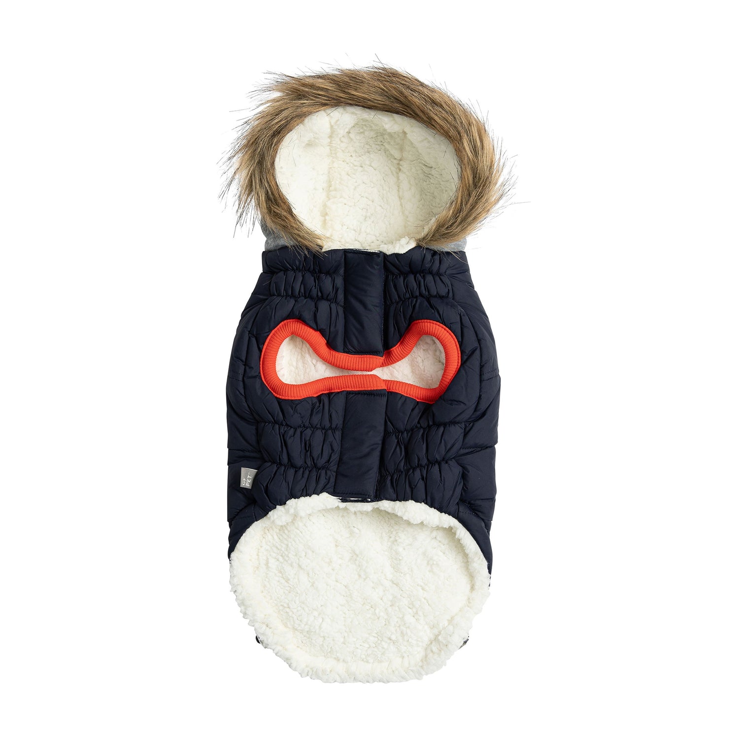Navy Winter Sailor Parka for pets by Beige Antigone, featuring a stylish sailor design and warm, cozy fabric.