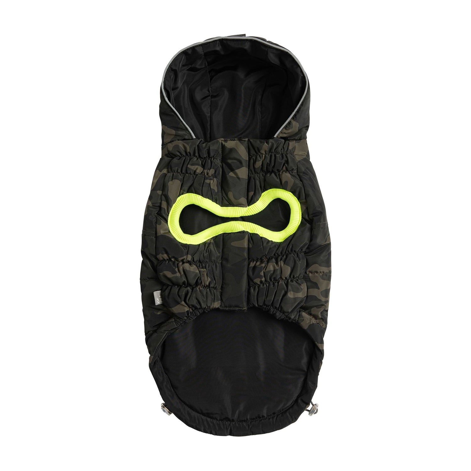 Beige Antigone recycled camouflage parka for pets, featuring a stylish and eco-friendly design suitable for outdoor wear.