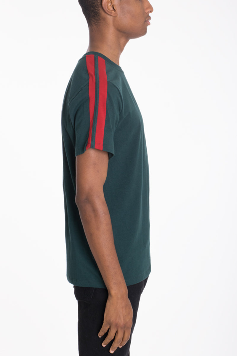 Lime Milo Coleman Two Stripe Tee, a casual T-shirt with two-tone stripe design, shown in a front view.